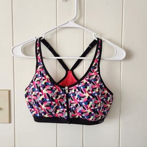 Victoria's Secret Sports Colorful Geometric Sports Bra with Front Zip Size 36B
